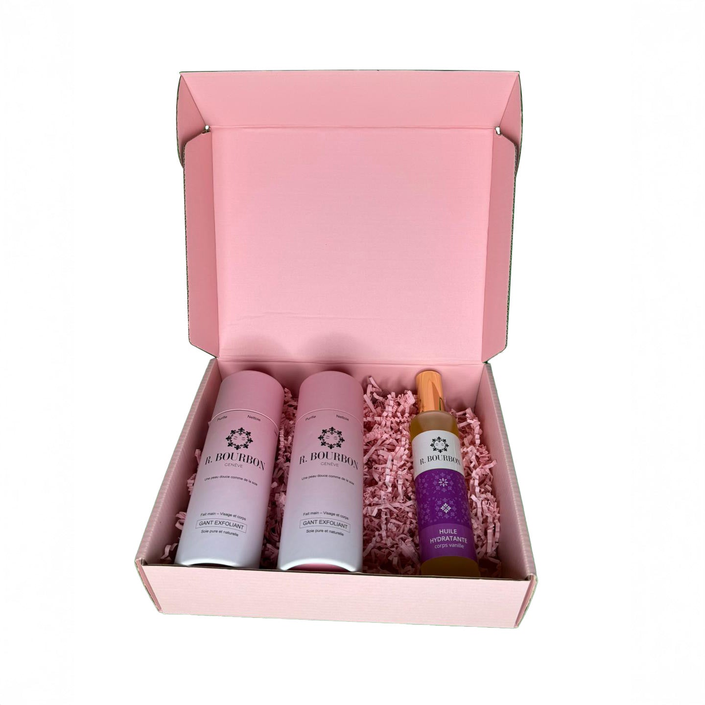 Box Promotionnelle : Huile hydratante + Gants exfoliants
