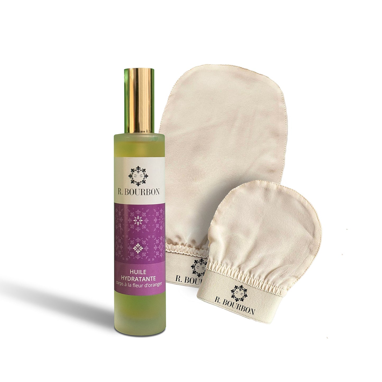 Box Promotionnelle : Huile hydratante + Gants exfoliants
